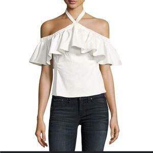 Rebecca Taylor White Tie Ruffled Blouse